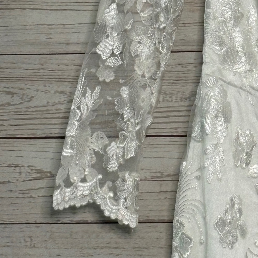 Lulus Lucina White Embroidered Bustier Long Sleeve Maxi Dress Medium - Picture 3 of 11